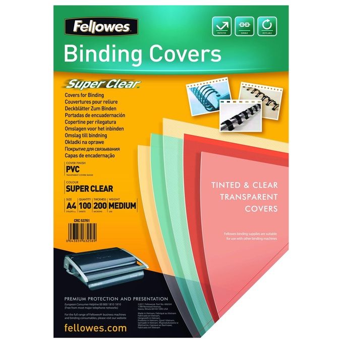 Fellowes Leonardi Cf100 Copertina Clear 150my A4 Tras