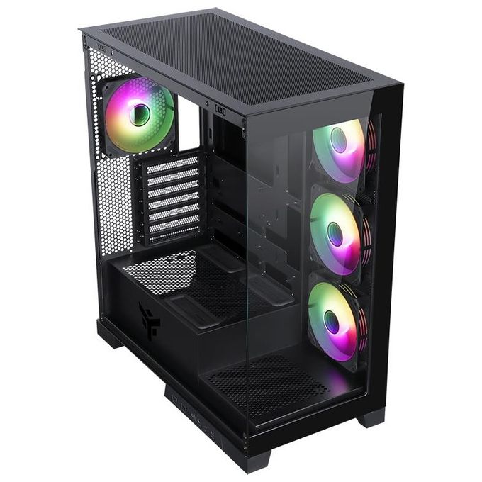 Itek ITGCASB45B SHOWBUI PC Case Tower Gaming ATX 4 Ventole ARGB 12cm 2xUSB3 Type-C Pannello Vetro Temperato colore Nero