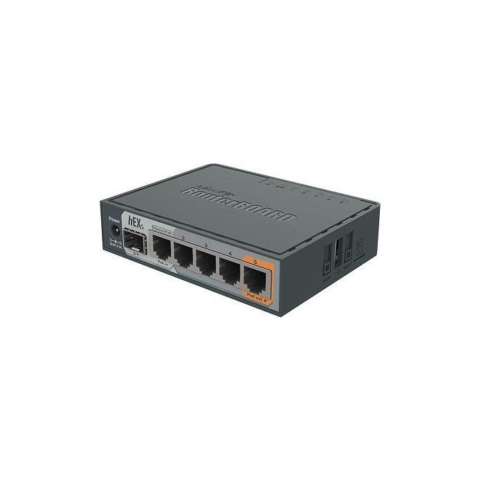 MikroTik RB760IGS hEX S Router 5 porte Gigabit Ethernet 1 SFP PoE-out USB colore Nero
