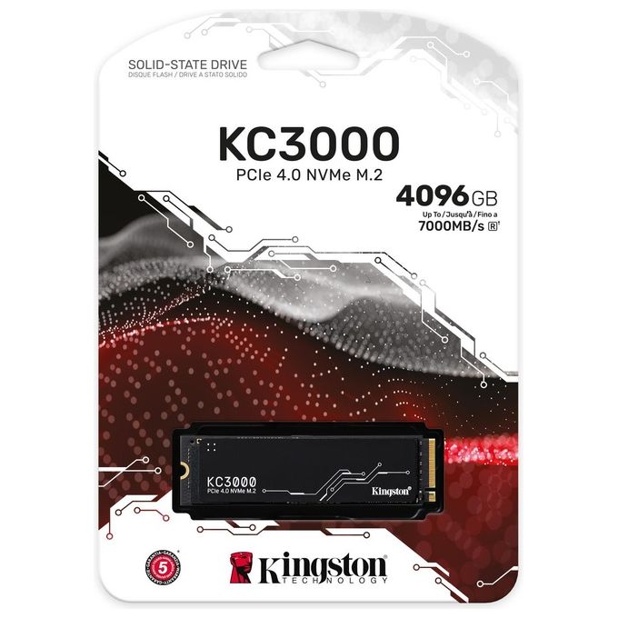 Kingston SKC3000D-4096G KC3000 SSD M.2 2280 NVMe PCIe 4.0 4TB Lettura 7000 MB-s Scrittura 7000 MB-s 3D TLC