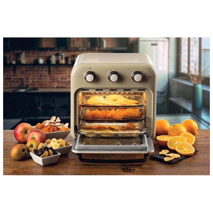 Ariete 4632 Friggitrice ad aria 2in1 con Forno Vintage 16 L 1400 W Timer 60 min Doppio Vetro Girarrosto colore Beige