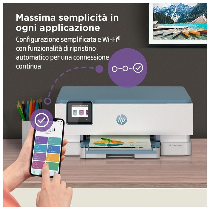 HP 2H2N1B ENVY Inspire 7221e Stampante Multifunzione Inkjet A4 4800x1200 DPI 15 ppm Wi-Fi Fronte Retro colore Bianco