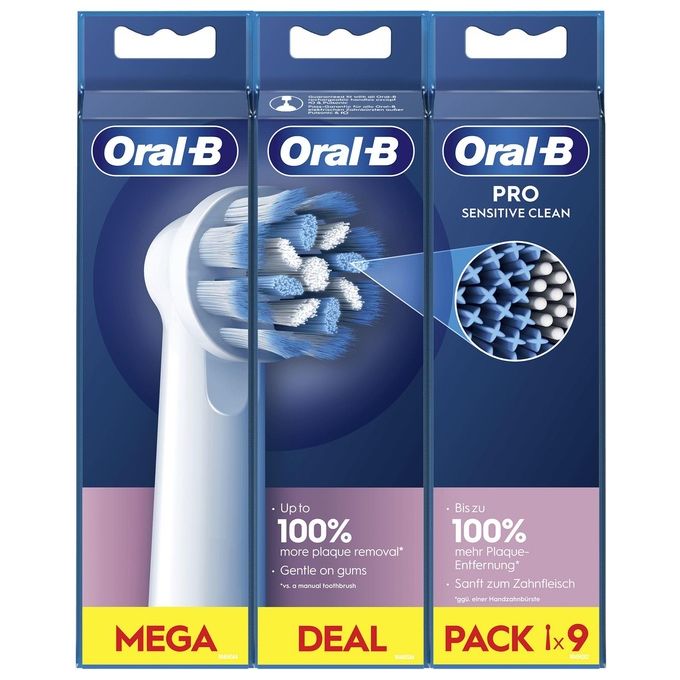 Oral-B Pro Sensitive Clean Testine di Ricambio per Spazzolino Elettrico 9 pz setole Extra Morbide colore Bianco