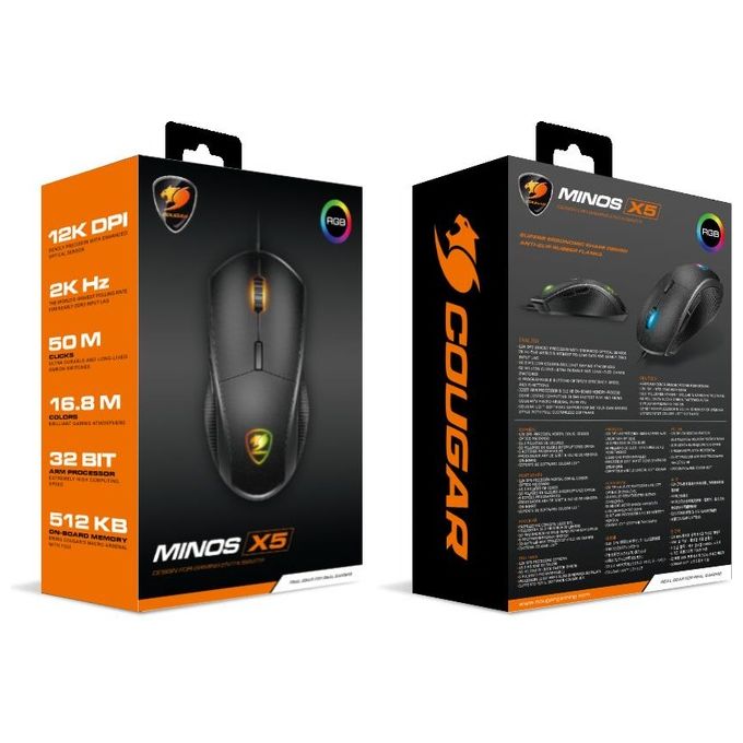 MOUSE GAMING WIRED MINOS X5 BLACK OPTICAL USB - COUGAR