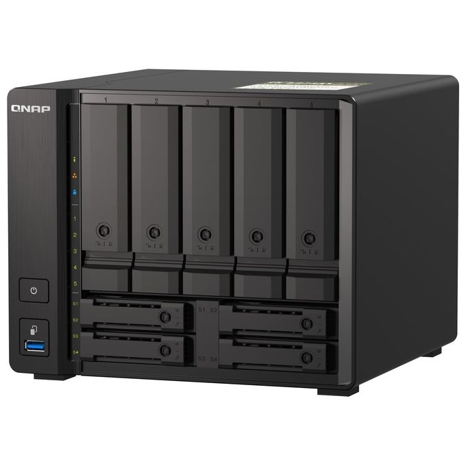 Qnap TS-H973AX-32G NAS Tower 9 Bay AMD Ryzen V1500B 4 Core 32GB DDR4 RAM 10GbE 2.5GbE QuTS hero ZFS colore Nero