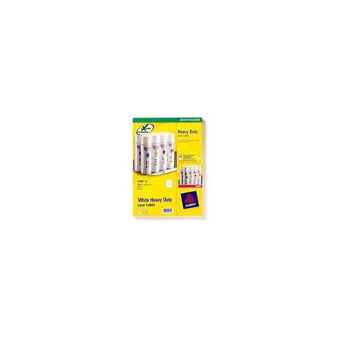 Avery L7068-20 Etichette Adesive in Poliestere Bianco Resistente per Stampanti Laser 20 Fogli A4 2 Etichette per Foglio colore Bianco
