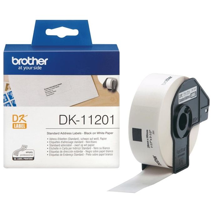 Brother 400 Etichette In Carta Nero Su Bianco 29 Mm X 90 Mm