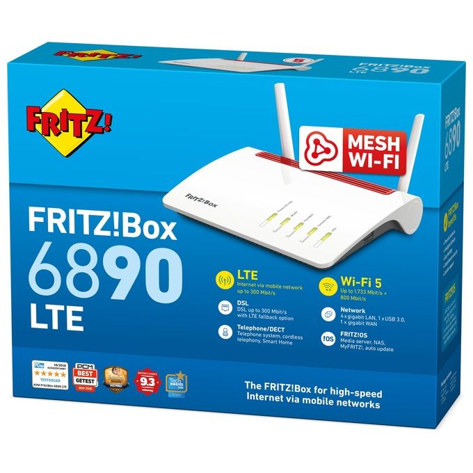 Fritz! box 6890 Router Ac+N 2533 Adsl-Vdsl-Lte 4G International