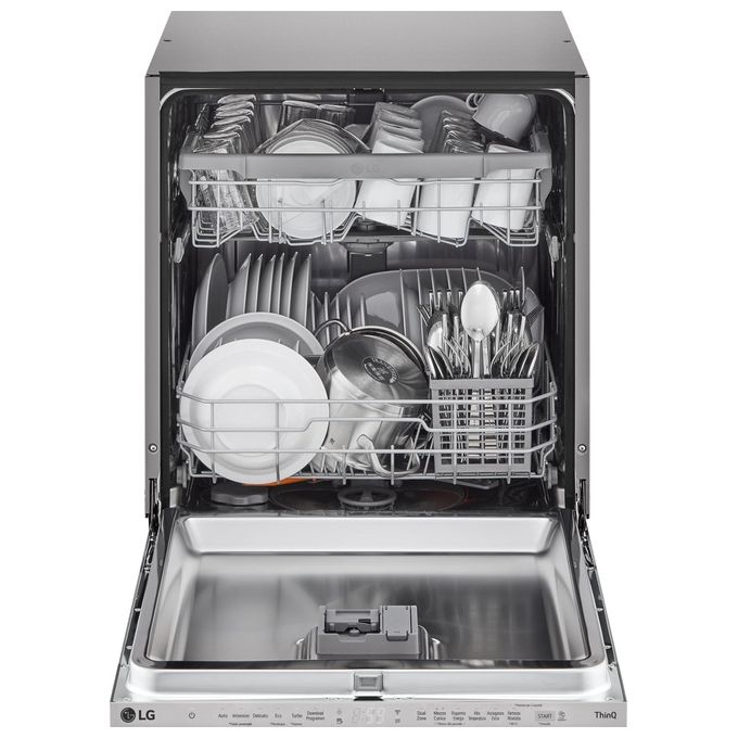 LG DB242TX Serie 2 Lavastoviglie Incasso 14 coperti Classe D QuadWash Wi-Fi EasyRack+ (55x60x82 cm) colore Noble Steel