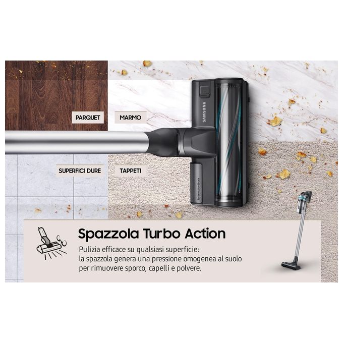 Samsung VS20B75AGR1 Jet 75E Pet Aspirapolvere senza filo Multiciclonica 0.8 L 200 W 60 min 86 dB colore Nero