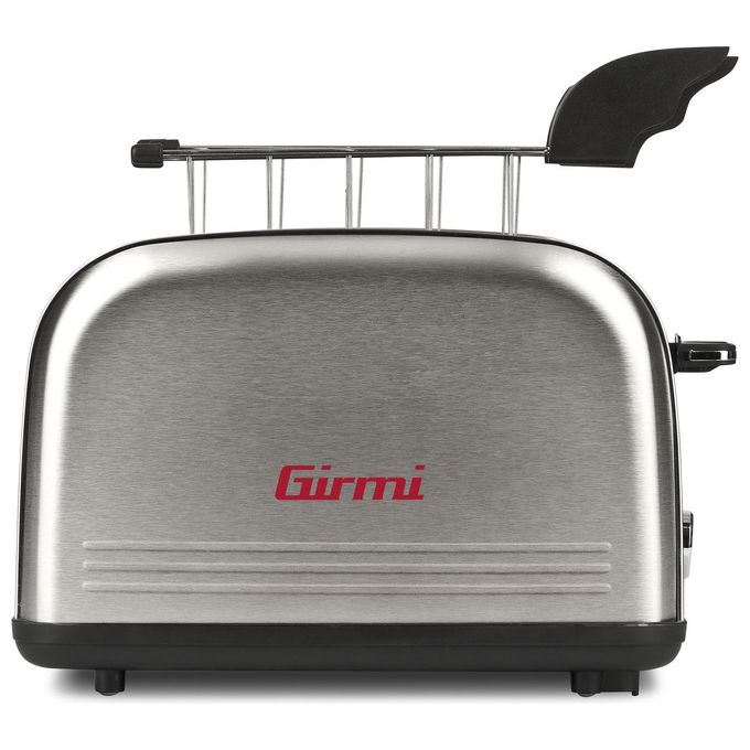 Girmi TP5706 Tostapane 800W Corpo e Pinze Acciaio Inox Ampie Fessure 8 Livelli di Cottura Scongelamento Riscaldamento colore Inox
