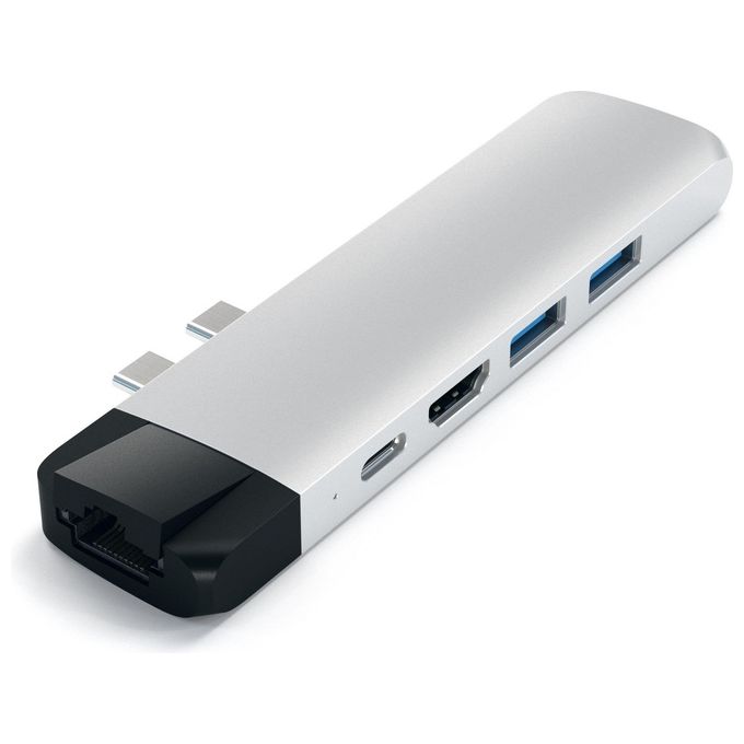 Satechi Hub Dock Type C Multiporta in Alluminio con Ethernet Silver