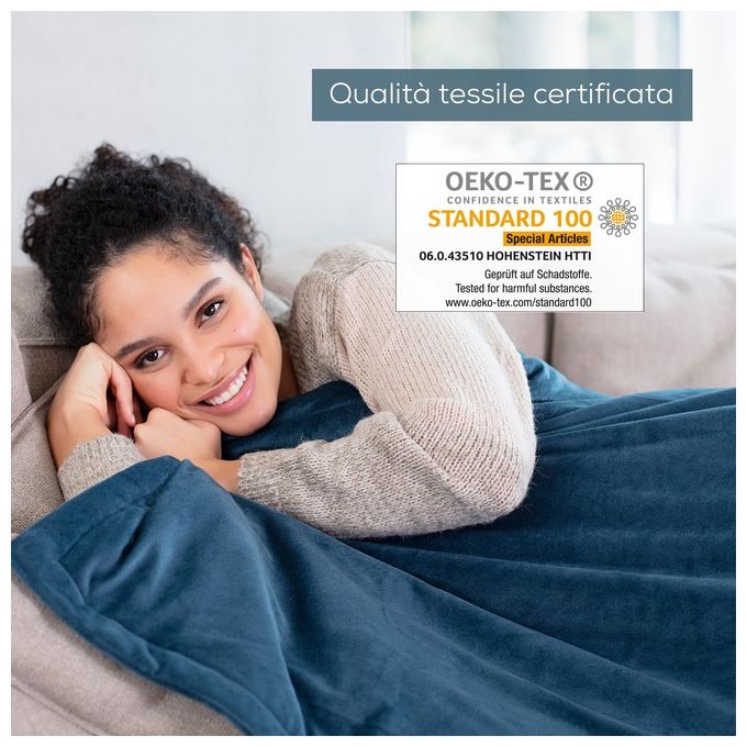 Beurer 42108 HD 75 Cosy Termocoperta 100W 6 livelli di temperatura 180x130 cm lavabile in lavatrice colore Ocean