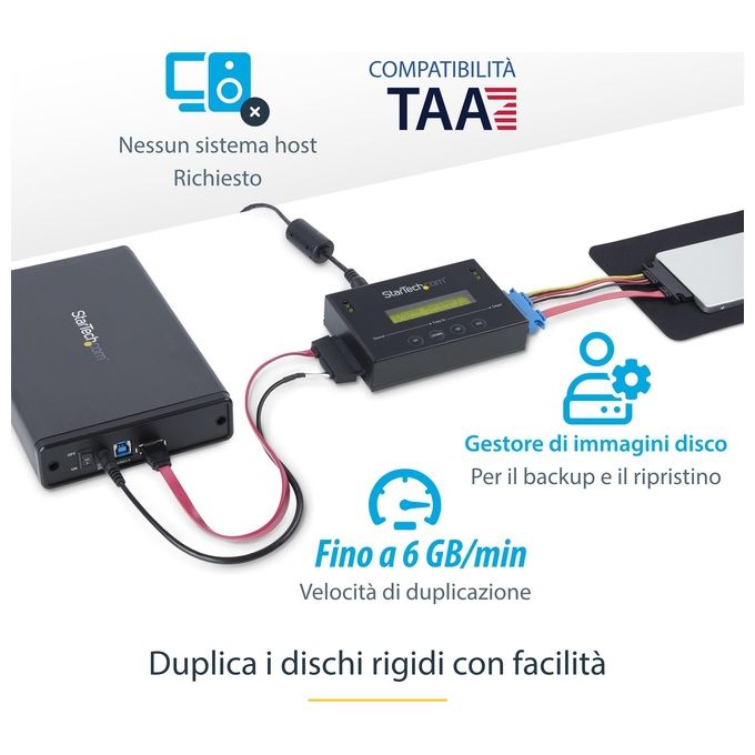 StarTech Duplicatore Autonomo per HDD SATA 6Gbpm da 2,5-3,5'' con archivio immagini HDD multiple