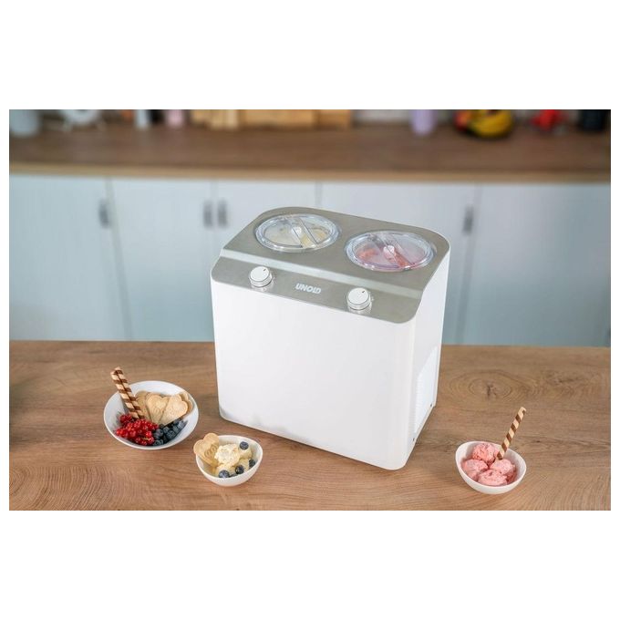 Unold 48835 Doppio Gelatiera a Compressore 2 vasche 2,4 L 250W colore Nero Acciaio Satinato