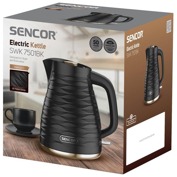 Sencor Bollitore Elettrico 1.7 Litri 2200W Filtro Anticalcare Nero