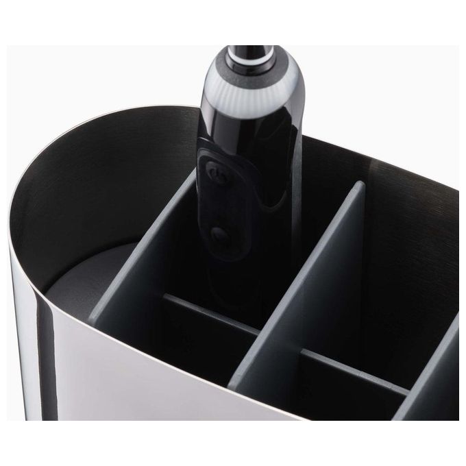 Joseph Joseph 70581 EasyStore Portaspazzolino Libera Installazione in Acciaio Inossidabile con 4 Scomparti per Spazzolini e Dentifricio colore Acciaio Inossidabile
