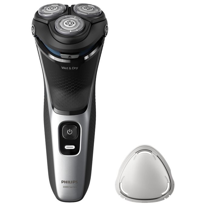 Philips S3143-00 Shaver 3000 Series Rasoio elettrico rotativo Wet Dry 3 testine autonomia 60 min colore Nero Argento