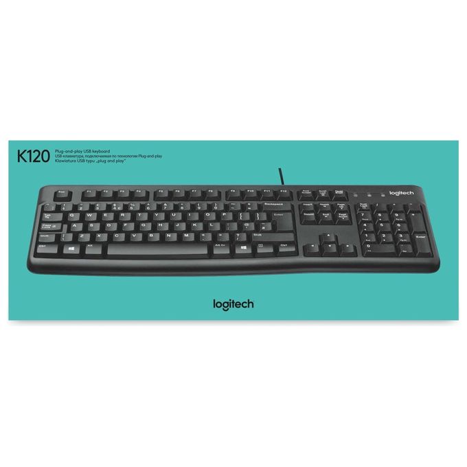 Logitech K120 Tastiera Full-size USB per PC Ufficio QWERTY Nero Ergonomica