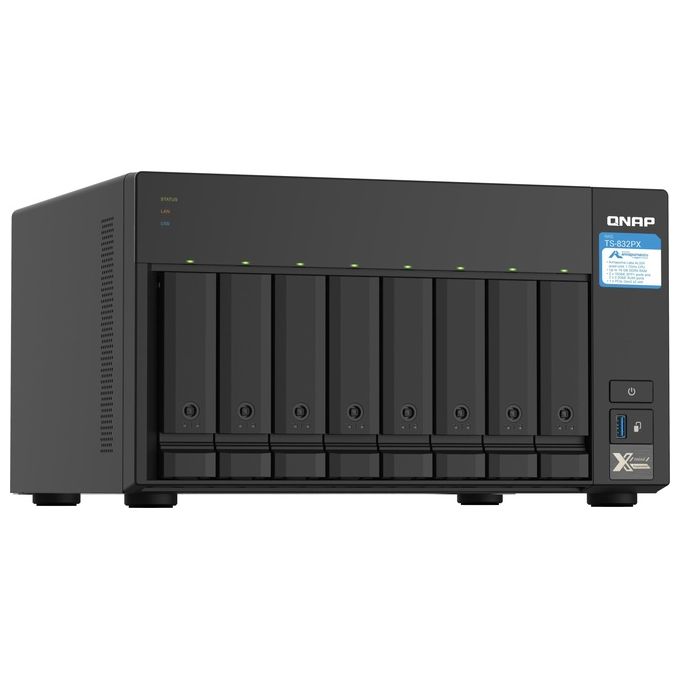Qnap TS-832PX-4G NAS Tower 8 Bay AL324 Quad Core 1.7 GHz 4 GB DDR4 2x 10GbE SFP+ 2x 2.5GbE colore Nero