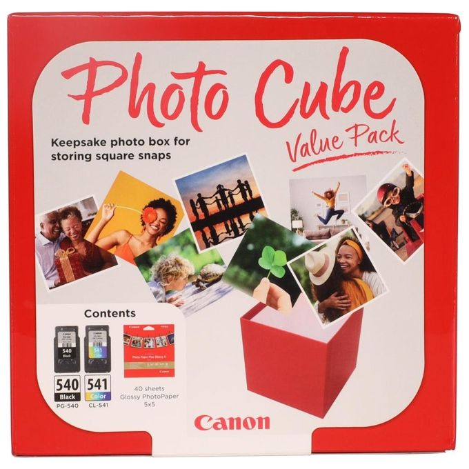 Canon 5225B012 Photo Cube Cartucce d'inchiostro Originali PG-540 Nero CL-541 Colore e Carta Fotografica 5x5 pollici Glossy II 40 fogli colore Nero
