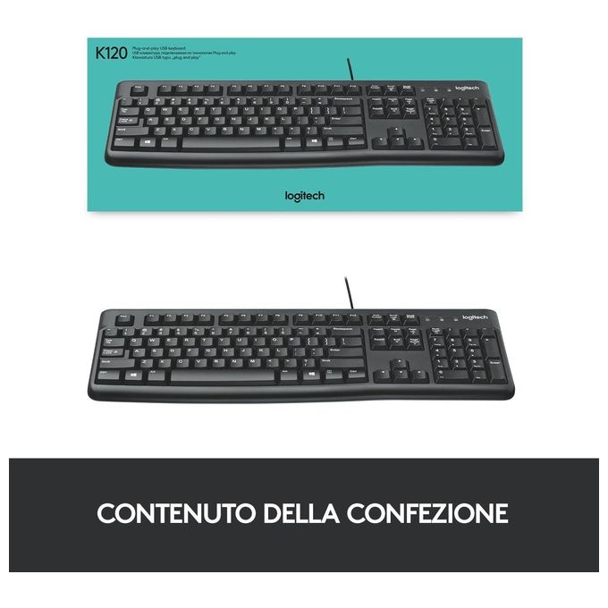 Logitech tastiera retail k120 usb nera