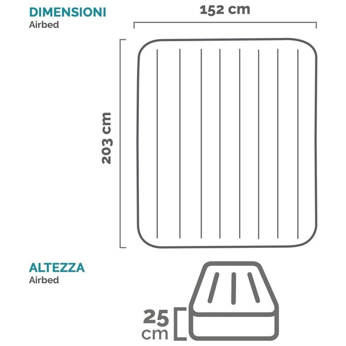 Intex DuraBeam Classic Downy Queen Materasso Matrimoniale 152x203x25cm con Tecnologia Fiber Tech