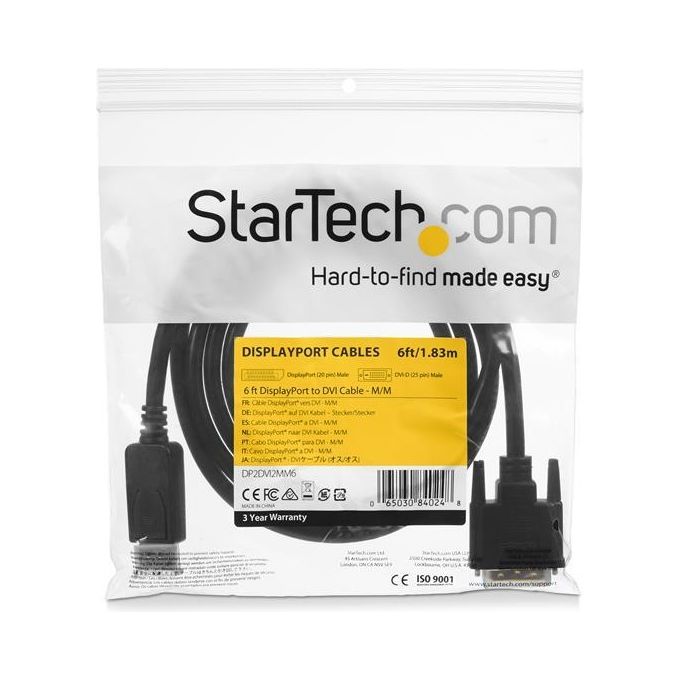 StarTech Cavo DisplayPort a DVI di 1,8 m - M-M