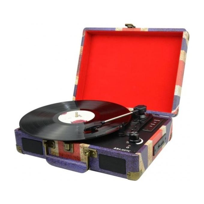 New Majestic TT-43 BT-USB-SD-AX Giradischi con Trasmissione a Cinghia Blu Uk Flag