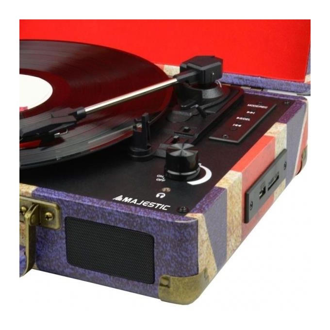 New Majestic TT-43 BT-USB-SD-AX Giradischi con Trasmissione a Cinghia Blu Uk Flag