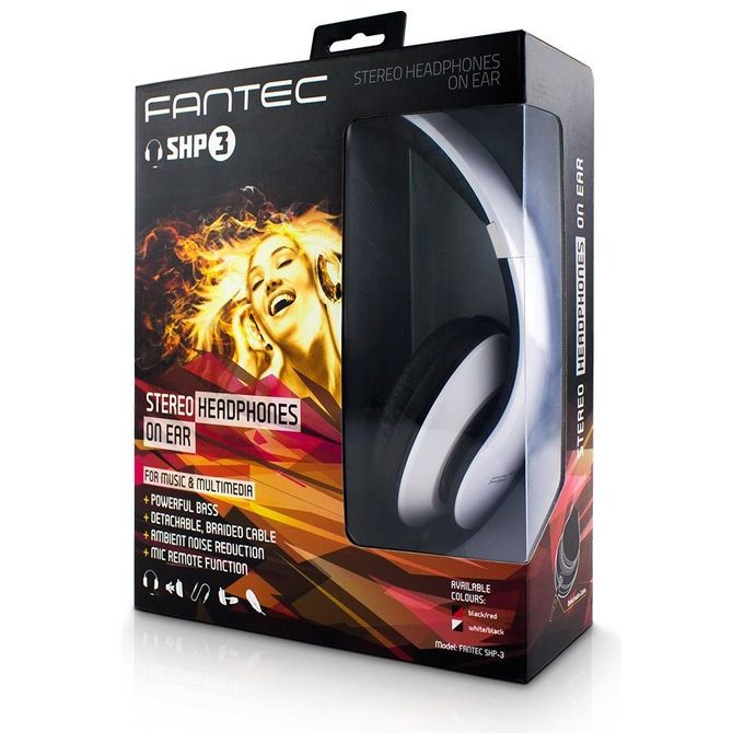 Fantec SHP-3 Cuffia a Padiglione per Telefono Cellulare Stereofonico Nero-Bianco