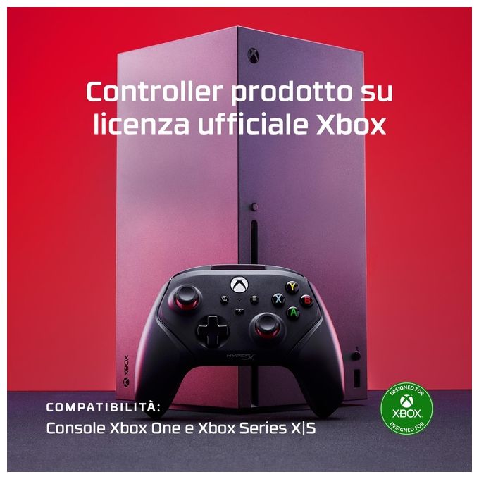 HyperX 6L366AA Clutch Gladiate Controller di gioco cablato con licenza ufficiale Xbox Pulsanti programmabili Trigger Lock Doppi motori Rumble Jack 3.5 mm colore Nero