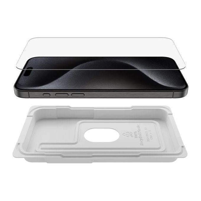 Belkin OVA134ZZ ScreenForce UltraGlass 2 Pellicola Protettiva iPhone 15 Pro Max Vetro 9H Antimicrobico 0,29 mm