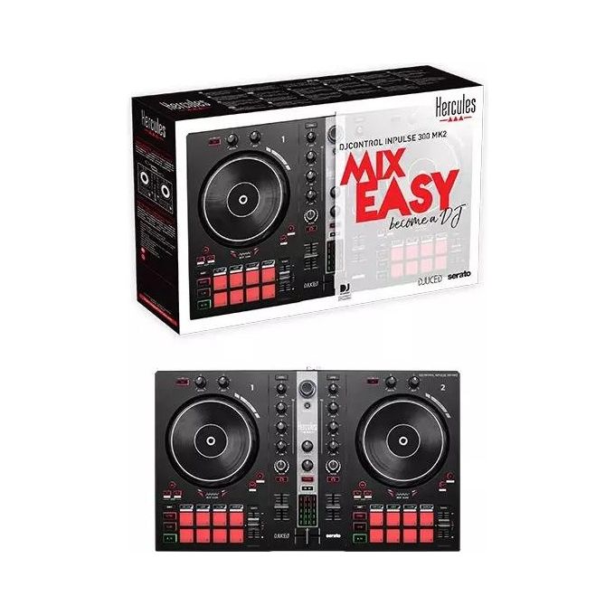 Hercules INPULSE 300 MK2 DJControl Controller DJ 2 Deck 16 Pad Serato DJUCED USB colore Nero