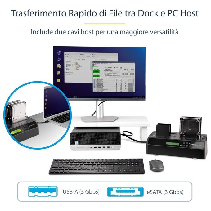 StarTech Dock duplicatore per dischi rigidi 1:3 indipendente eSATA USB 3.0 a SATA 4 alloggiamenti
