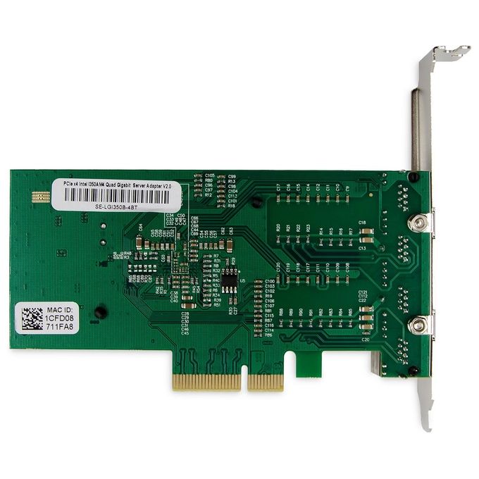 Digitus DN-10114 Scheda di Rete 4 Porte Gigabit Ethernet PCI Express Intel I350 10-100-1000 Mbps Virtualizzazione I-O fino a 32 Porte Virtuali Supporto Jumbo Frame fino a 9,5 KB colore Nero