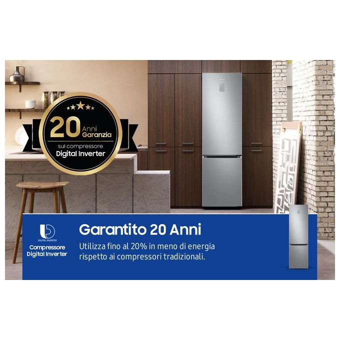 Samsung RB38C676CS9 EcoFlex AI Frigorifero Combinato 390 L 203 cm Classe C 35 dB No Frost WiFi colore Metal Inox