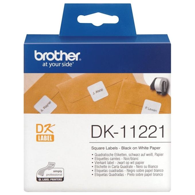 Brother 1000 Etichette Quadrate Adesive In Carta Nero Su Bianco 23 Mm X 23 Mm