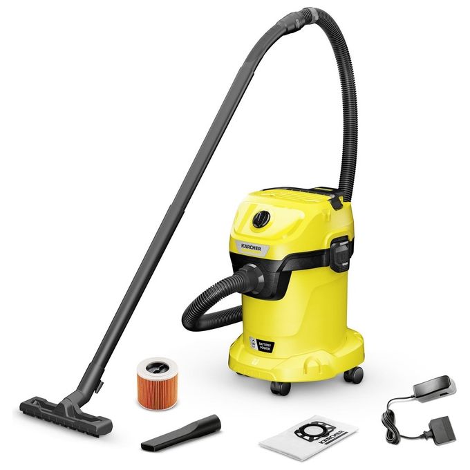 KÄRCHER 1.628-551.0 WD 3-18 Aspirapolvere a batteria bagnato e asciutto 17 L 18 V 5 Ah colore Nero Giallo