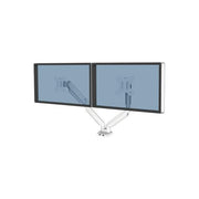 Fellowes 8056301 Platinum Series Braccio Monitor Doppio Regolabile con 2 Porte USB Altezza Inclinazione Rotazione Swivel 27'' 8 kg per Braccio colore Bianco