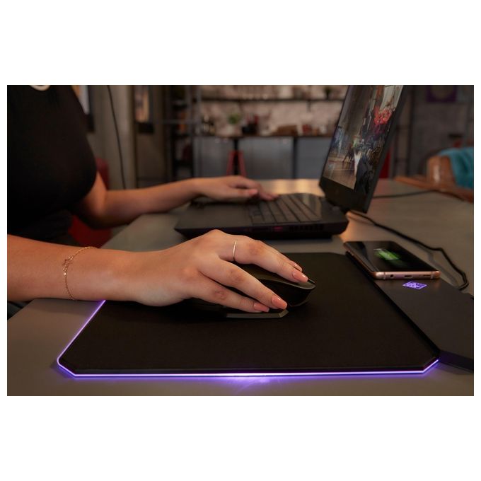 HP OMEN by Outpost Mousepad Mouse con Ricarica Qi Wireless Integrata e Indipendente