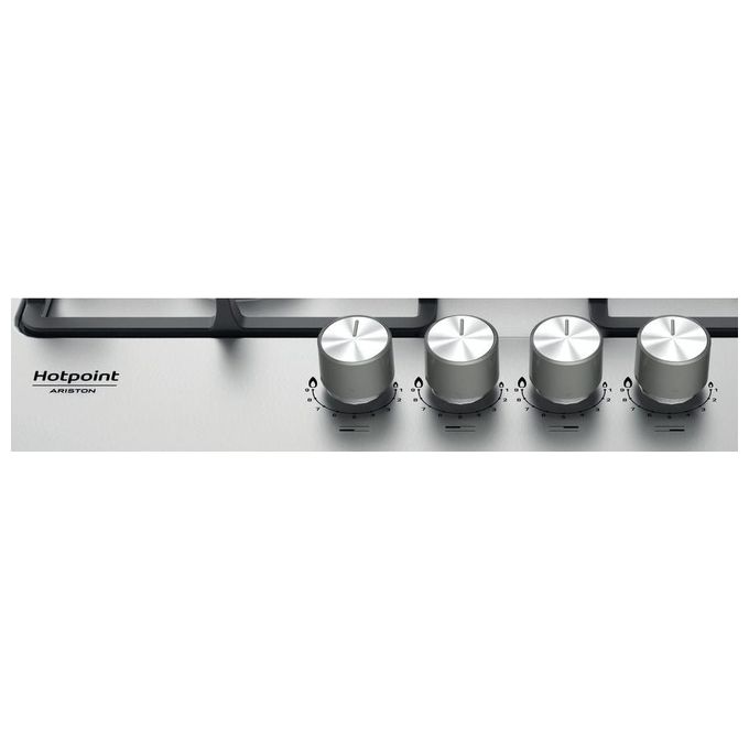 Hotpoint PPH 60G DF IX Piano cottura a gas 59 cm 4 fuochi doppia corona MyMenu Flame Control griglie in ghisa colore Inox
