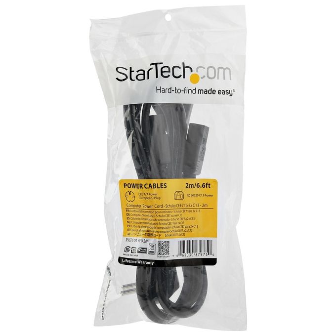 Startech Cavo di Alimentazione C13 Schuko Cee7 a 2x c13 da 2mt