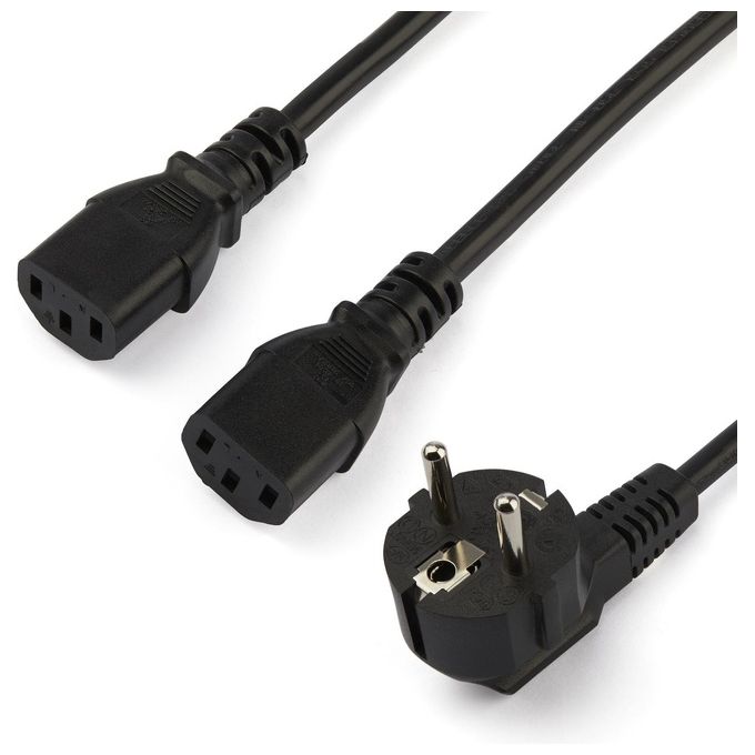 Startech Cavo di Alimentazione C13 Schuko Cee7 a 2x c13 da 2mt