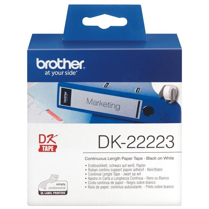 Brother Nastro Adesivo Dk-22223 In Carta Nero-Bianco 50mm Per Ql-560
