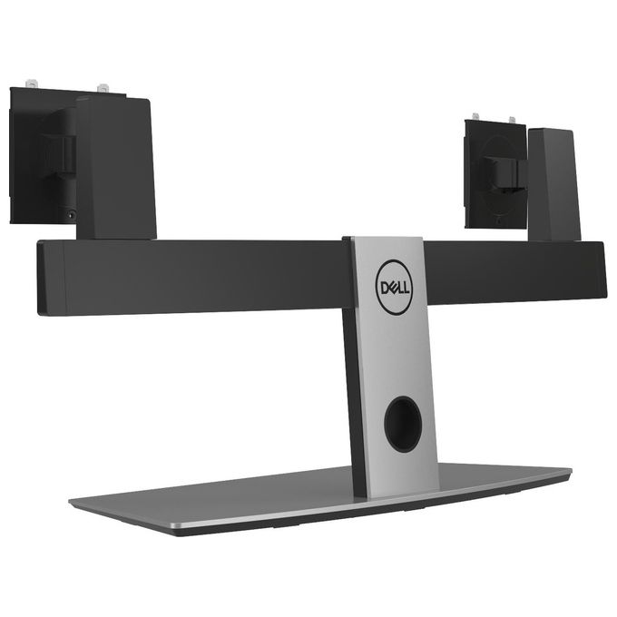 Dell MDS19 Supporto Monitor Doppio da Scrivania per Schermi 19'' 27'' VESA 100x100 mm Regolabile colore Alluminio Nero