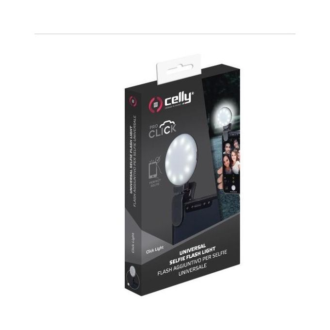 Celly Click Light Led Flash per Selfie Bluetooth con Flash Nero