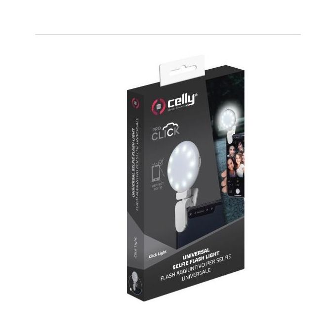 Celly Click Light Flash per Selfie con 3 Tonalita' Taglia L Bianco