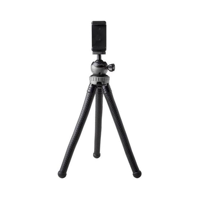 Celly Click Flextri Treppiede per Smartphone-Action Camera 3 Gambe Nero