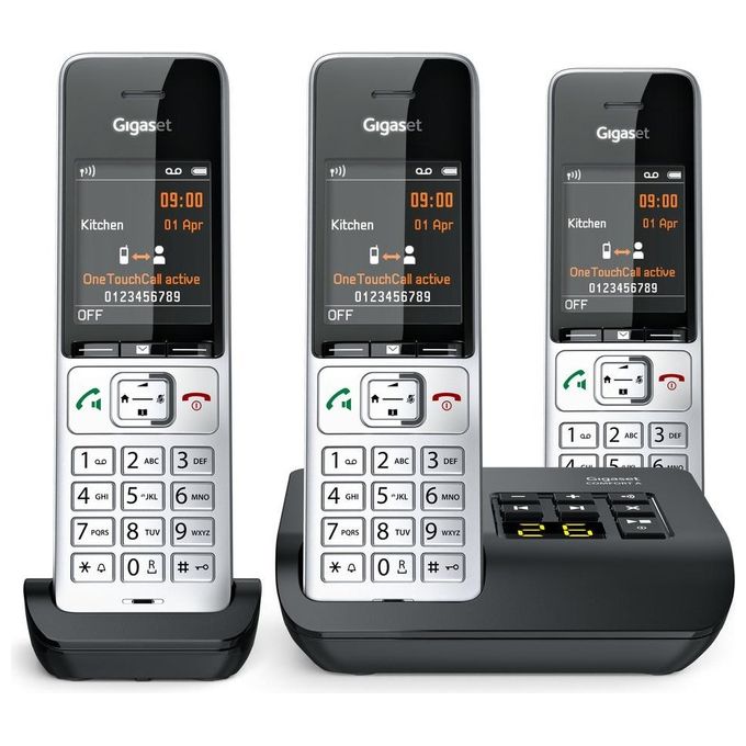 Gigaset COMFORT 500A TRIO Telefono Cordless DECT GAP Segreteria Telefonica Vivavoce Rubrica 200 voci Display 2.2'' colore Nero Argento